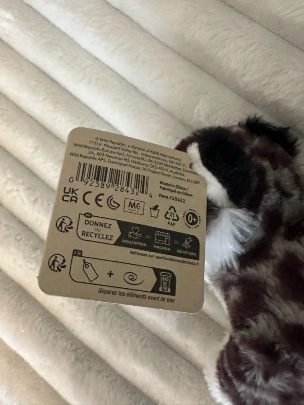 Taikins Plush Snow Leopard Tail Toy - Brown & White